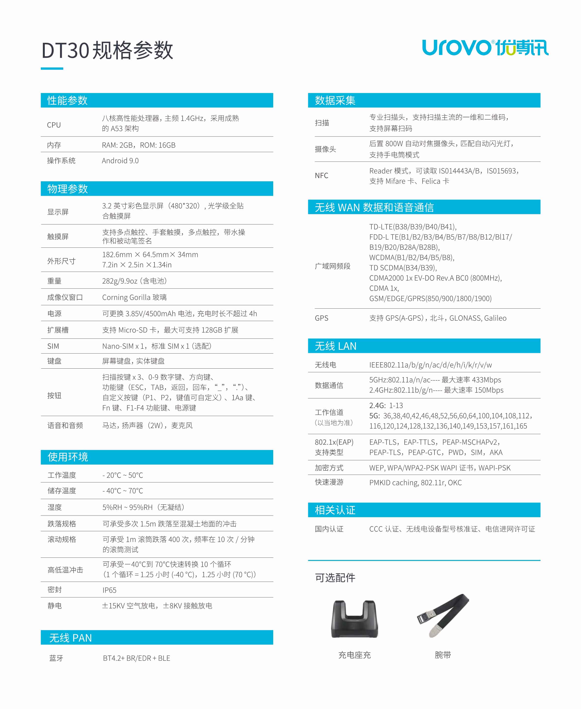 優博訊DT30安卓數據采集器二維條碼數據采集器PDA參數.jpg